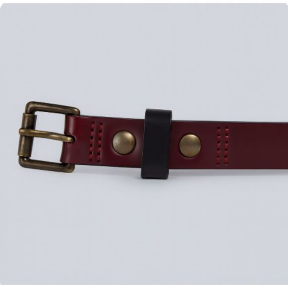 Ami Paris Women’s Leather Belt T2 Burgundy Brass Buckle 46" Made in Portugal - Picture 2 of 7